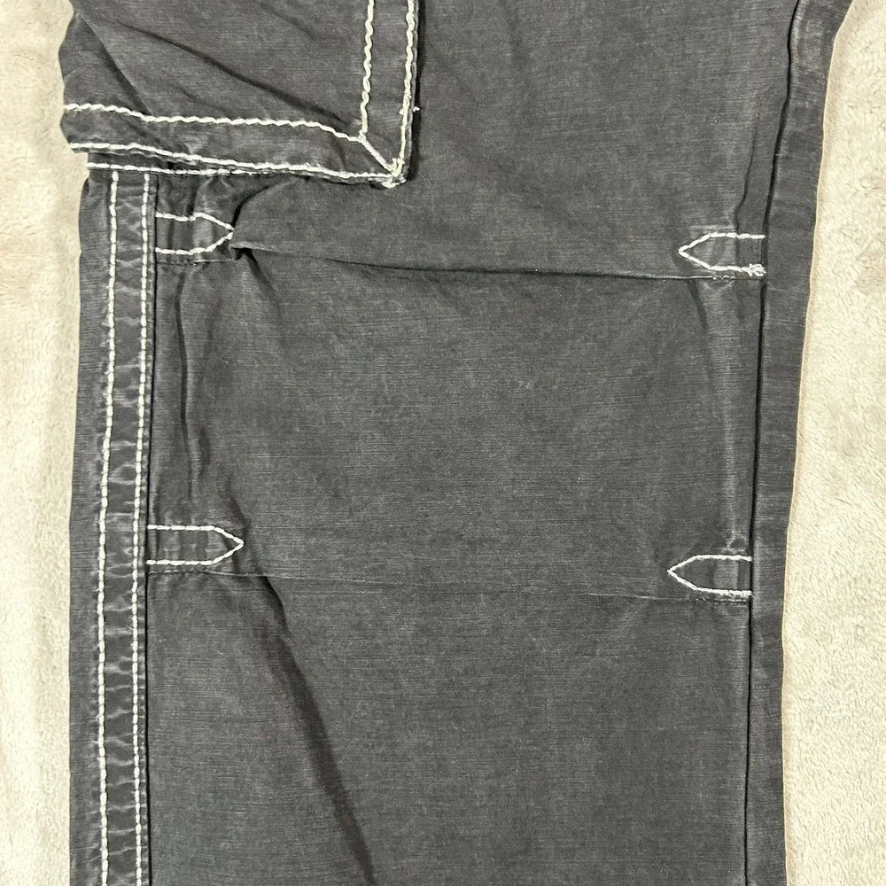 True Religion Anthony Cargo Pants Mens 34x32 Black Flap Pockets Wide Leg Y2K VTG